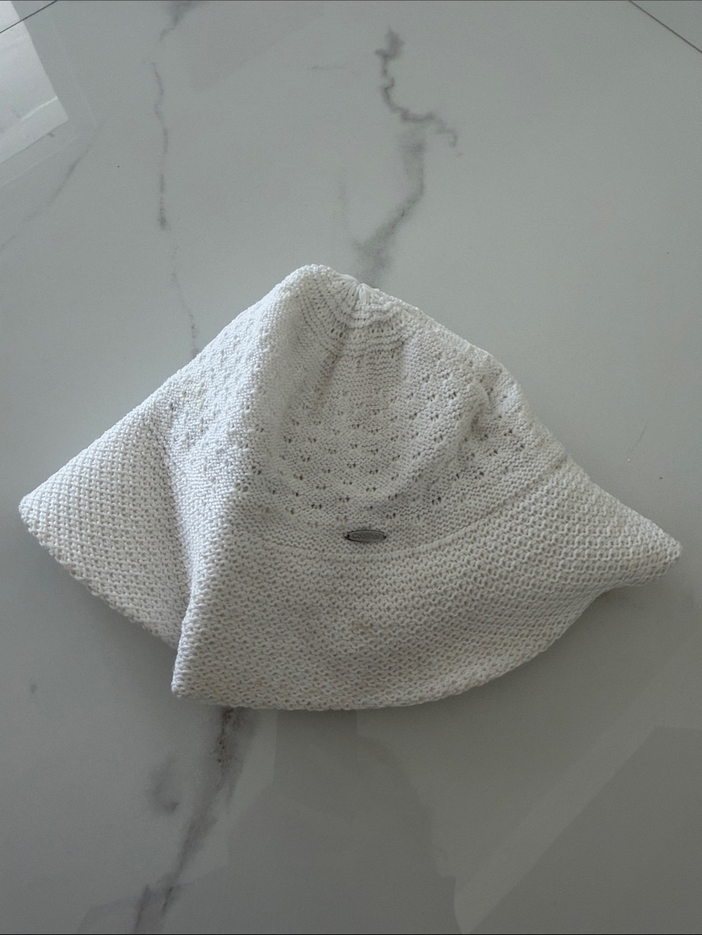 Coolibar spf White Knit Bucket Hat